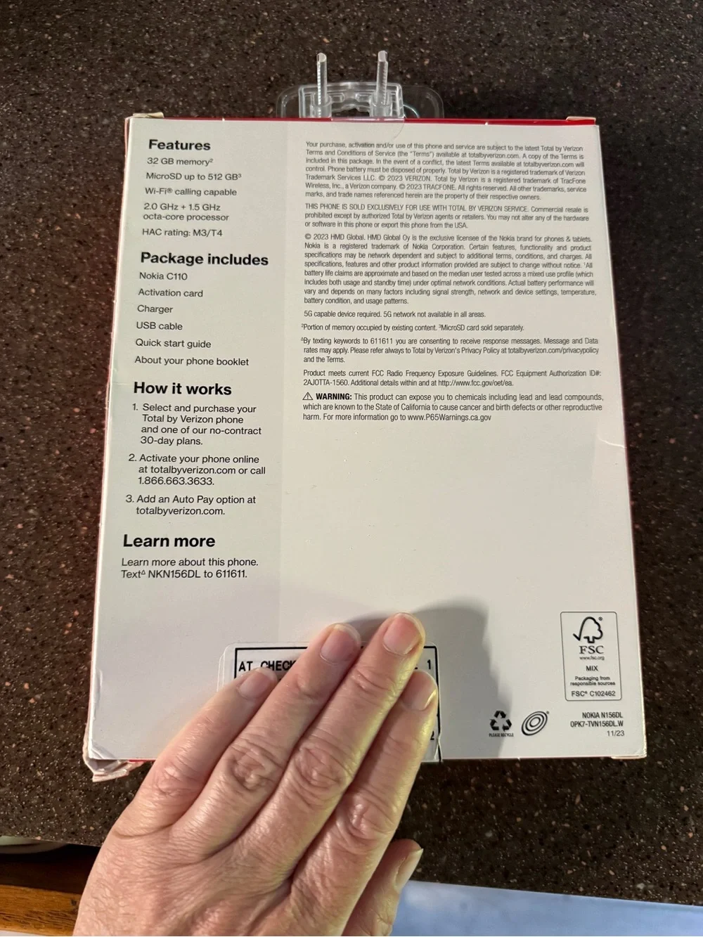 Nokia C110 Smartphone - Red Packaging with Black Phone